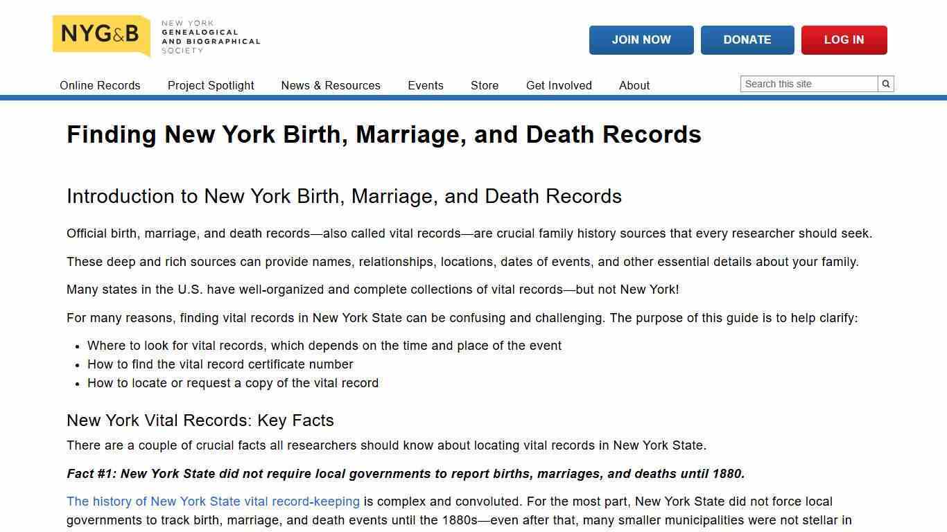 Finding New York Birth, Marriage, and Death Records | New York Genealogical & Biographical Society