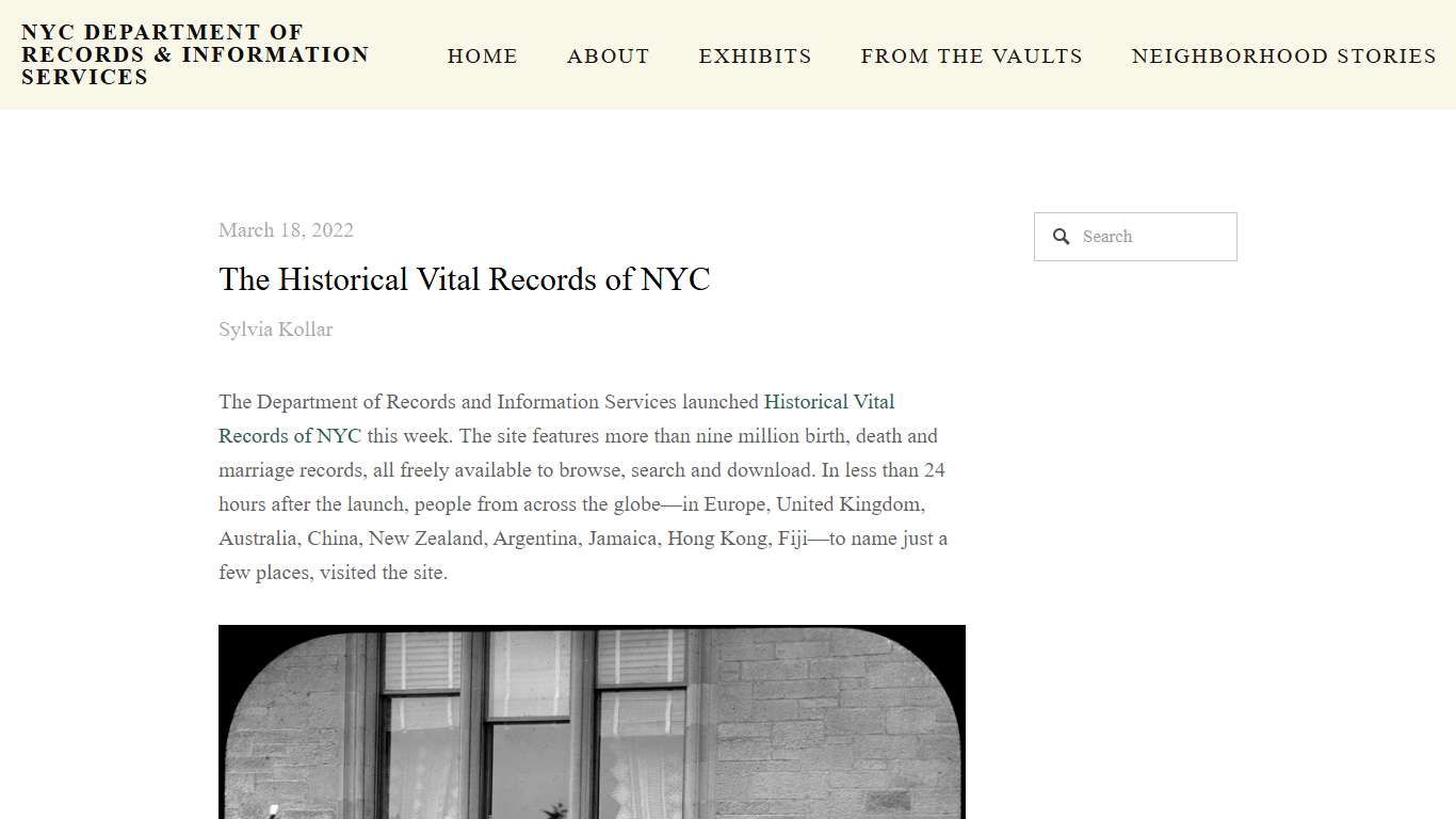 The Historical Vital Records of NYC — NYC Department of Records & Information Services